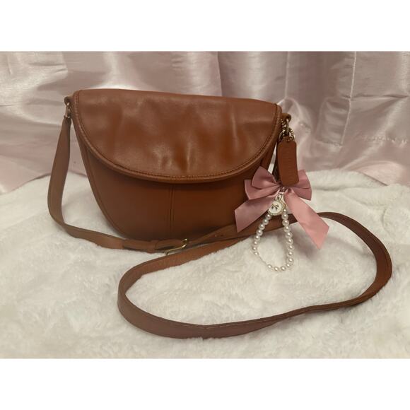 Vintage 1998 Coach 6834 British Tan Small Saddle Bag Crossbody – Restored - Picture 1 of 16